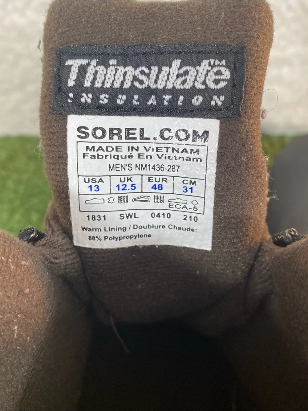 Sorel Cold Mountain Thinsulate Boots Mens Size 13 Brown Zip Duck Waterproof